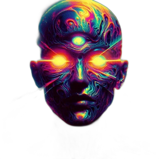 mask, robot, face, creature, cyberpunk, vaporwave, concept art, 3d render transparent PNG cut-out