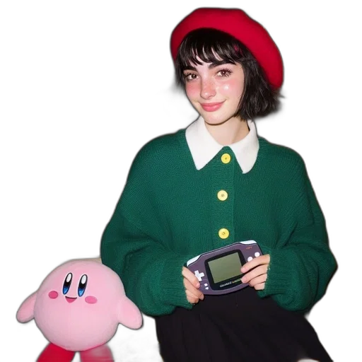 dress, hat, creature, jacket, vaporwave, concept art, pixel art, young transparent PNG cut-out