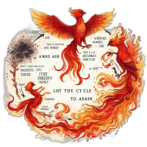 dragon, fantasy art, concept art, watercolor, fire, illustrated, life, cycle transparent PNG cut-out