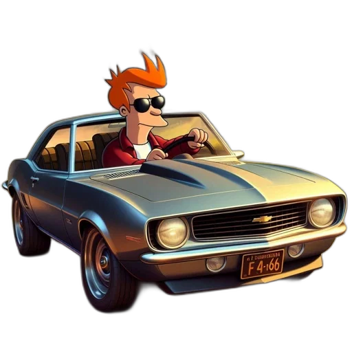car, animal, 3d render, concept art, cartoon, photorealistic, fry, futurama transparent PNG cut-out