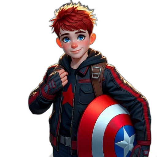 jacket, staff, comic book art, concept art, 3d render, cartoon, young, animated transparent PNG cut-out