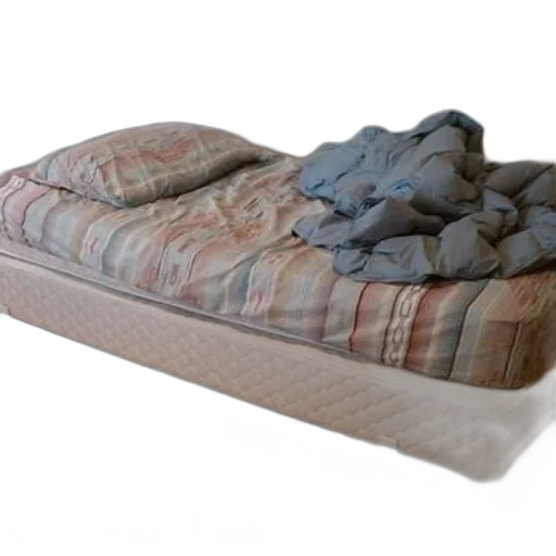 furniture, 3d render, photorealistic, earth tones, twin-sized, bed, striped, comforter transparent PNG cut-out