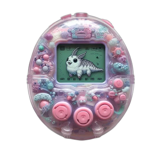 dragon, vaporwave, pastel, colorful, virtual, pet, game, device transparent PNG cut-out