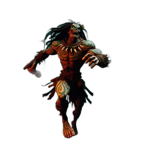 creature, staff, mask, animal, concept art, 3d render, fantasy art, pixel art transparent PNG cut-out