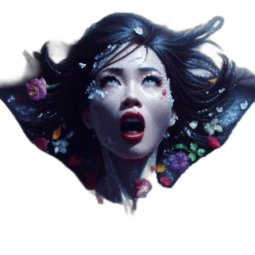 face, mask, dress, umbrella, photorealistic, concept art, fantasy art, cyberpunk transparent PNG cut-out
