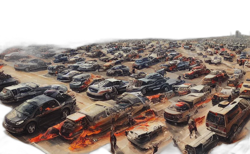 car, concept art, fire, traffic transparent PNG cut-out