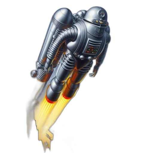 robot, weapon, staff, jacket, concept art, 3d render, comic book art, fantasy art transparent PNG cut-out