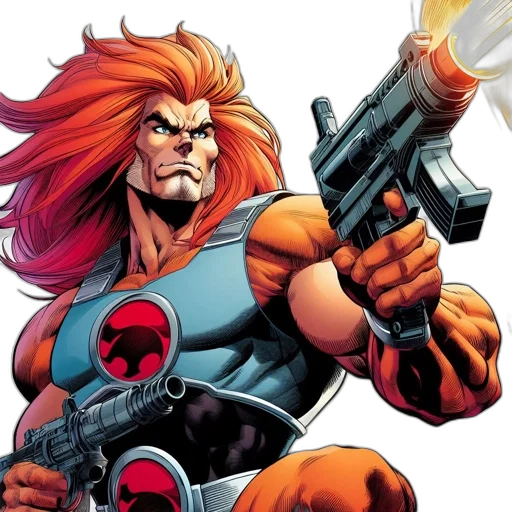 comic book art, concept art, muscular, man, red, hair, wears, vivid transparent PNG cut-out