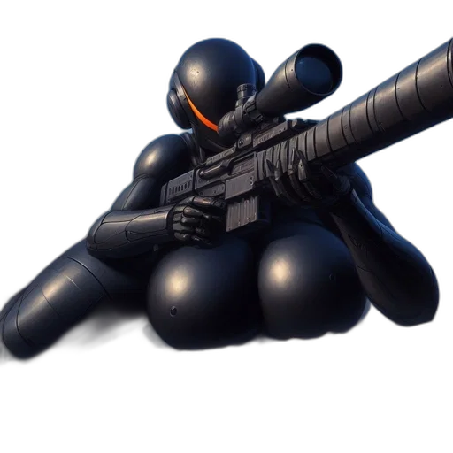 weapon, robot, 3d render, concept art, pixel art, cyberpunk, armored, figure transparent PNG cut-out