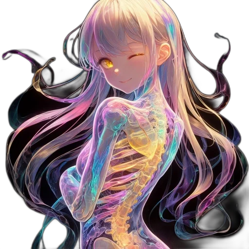 dress, creature, hair, jewelry, pixel art, fantasy art, vaporwave, anime transparent PNG cut-out