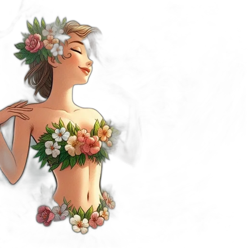 dress, jewelry, flower, crown, watercolor, concept art, pixel art, photorealistic transparent PNG cut-out