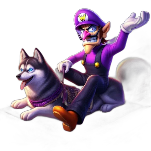 animal, staff, concept art, pixel art, 3d render, fantasy art, waluigi, rides transparent PNG cut-out