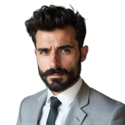 face, staff, jacket, hair, photorealistic, cartoon, oil painting, pixel art transparent PNG cut-out