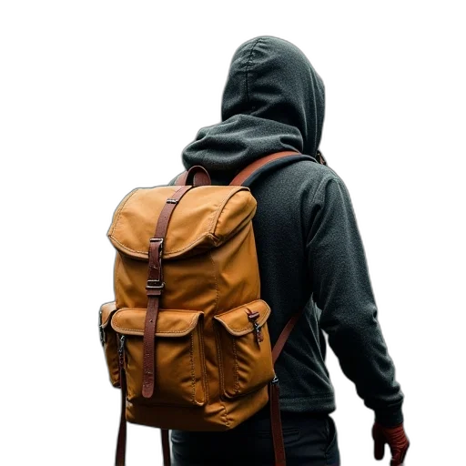jacket, staff, 3d render, photorealistic, concept art, avitic, waterproof, backpack transparent PNG cut-out