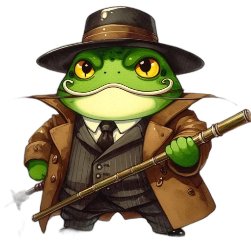 staff, concept art, pixel art, fantasy art, photorealistic, anthropomorphic, frog, wears transparent PNG cut-out