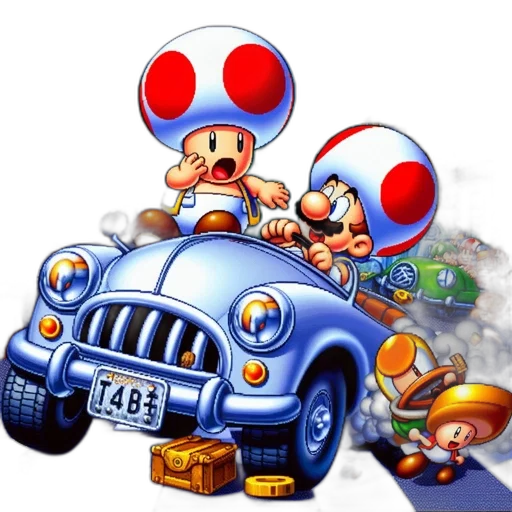 car, concept art, pixel art, comic book art, 3d render, mario, universe, vibrant transparent PNG cut-out