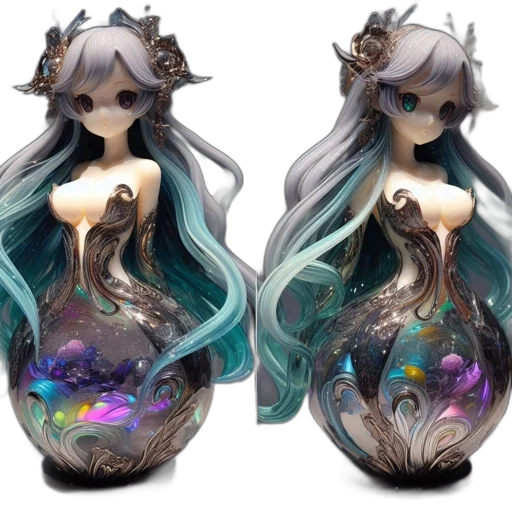 jewelry, fantasy art, concept art, 3d render, pixel art, dark, monochrome, blue transparent PNG cut-out