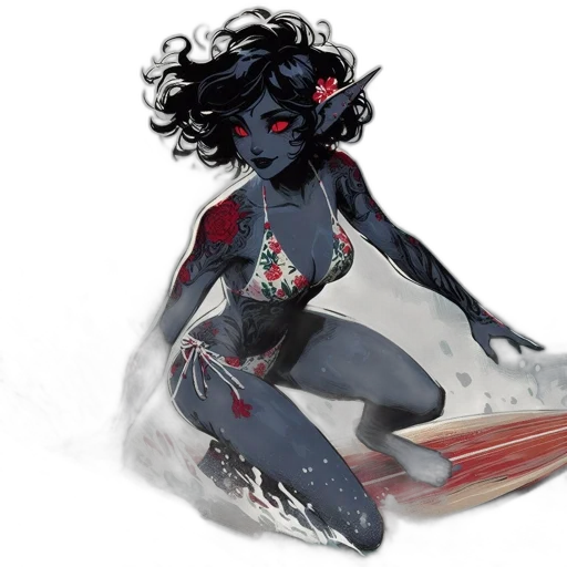 creature, concept art, comic book art, fantasy art, watercolor, outer space, underwater, fire transparent PNG cut-out
