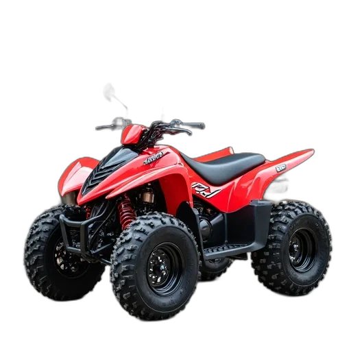car, 3d render, photorealistic, red, atv, black, seats, tires transparent PNG cut-out