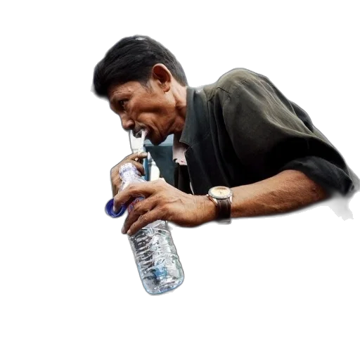 bottle, face, photorealistic, 3d render, concept art, man, black, shirt transparent PNG cut-out