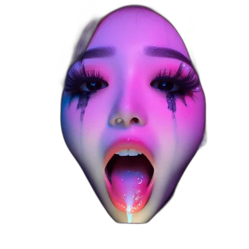 face, mask, creature, vaporwave, cyberpunk, 3d render, concept art, neon lights transparent PNG cut-out