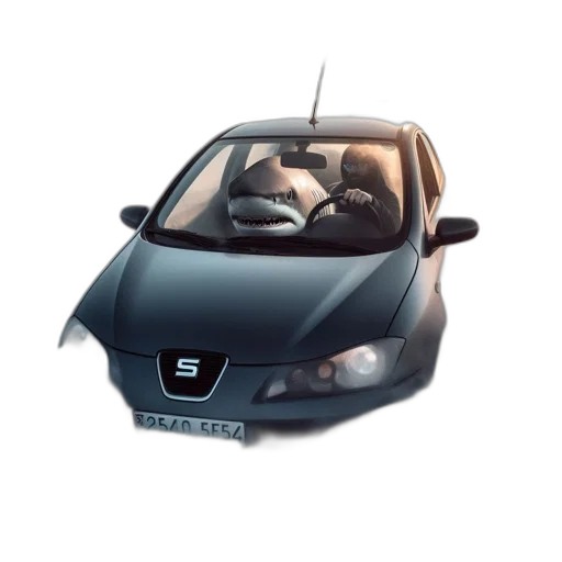 car, animal, 3d render, photorealistic, concept art, cartoon, driven, large transparent PNG cut-out