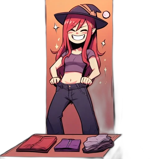 hat, staff, weapon, jacket, anime, concept art, cartoon, pixel art transparent PNG cut-out