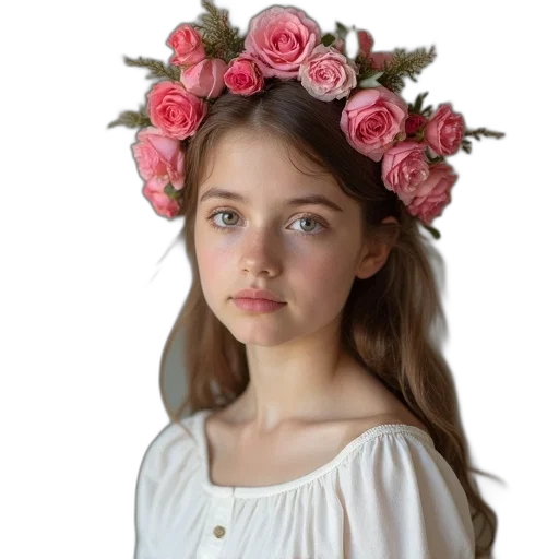 crown, flower, hat, jewelry, photorealistic, oil painting, 3d render, fantasy art transparent PNG cut-out