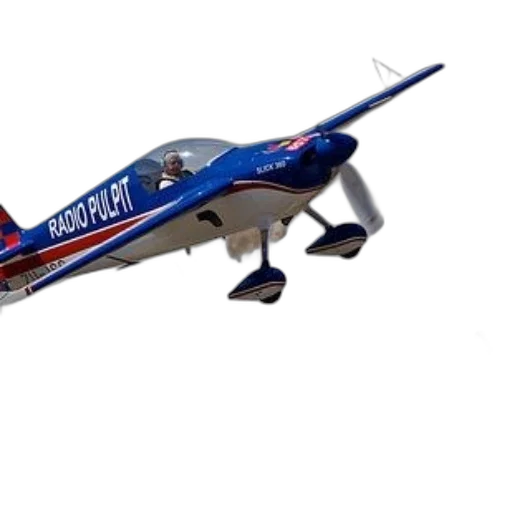 3d render, photorealistic, blue, airplane, radio, pulpit, written, flying transparent PNG cut-out