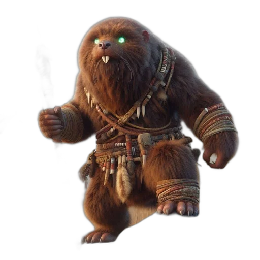 creature, staff, animal, concept art, 3d render, fantasy art, large, furry transparent PNG cut-out