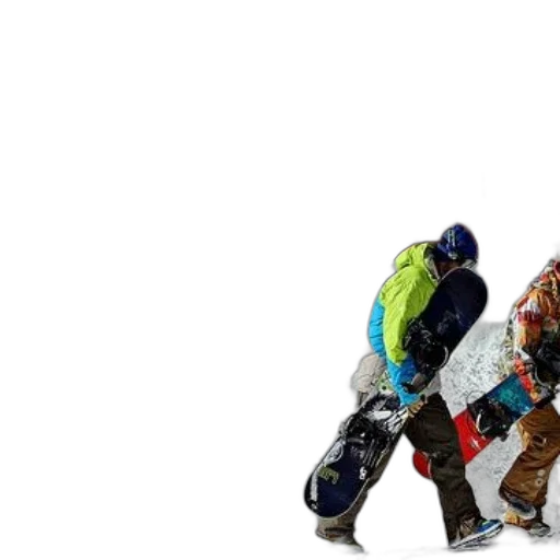 jacket, 3d render, snow, two, snowboarders, walk, through, towards transparent PNG cut-out