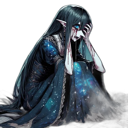 mask, creature, dress, concept art, fantasy art, anime, watercolor, outer space transparent PNG cut-out