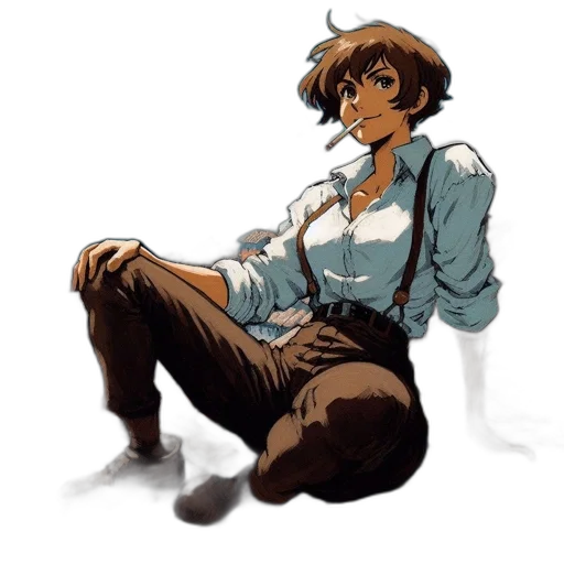 jacket, staff, concept art, anime, comic book art, watercolor, earth tones, monochrome transparent PNG cut-out