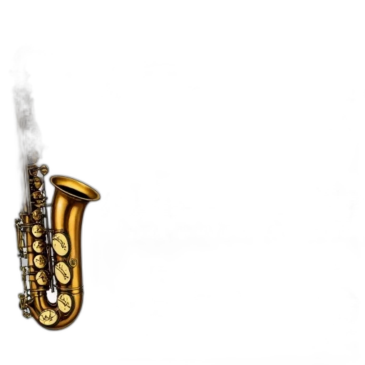 jewelry, weapon, concept art, photorealistic, 3d render, detailed, illustration, saxophone transparent PNG cut-out