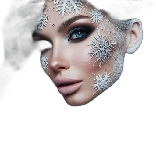mask, face, jewelry, fantasy art, photorealistic, concept art, 3d render, snow transparent PNG cut-out