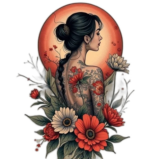dress, flower, jewelry, fantasy art transparent PNG cut-out