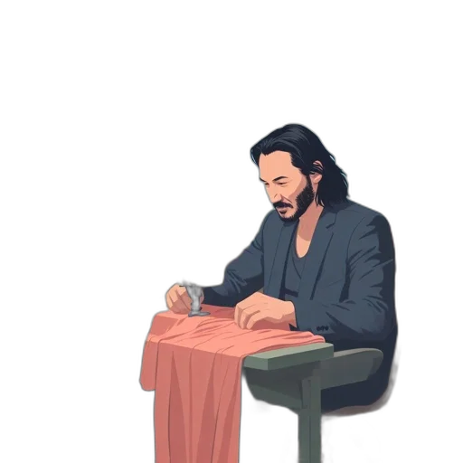furniture, jacket, hair, face, cartoon, concept art, pixel art, watercolor transparent PNG cut-out