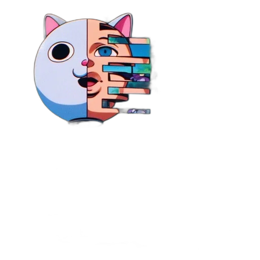face, mask, animal, creature, pixel art, vaporwave, anime, 3d render transparent PNG cut-out