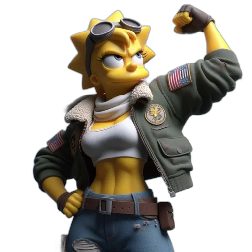 jacket, staff, 3d render, concept art, comic book art, cartoon, illustration, lisa transparent PNG cut-out