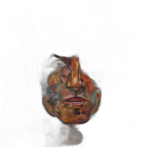 face, mask, crown, hair, photorealistic, 3d render, concept art, oil painting transparent PNG cut-out