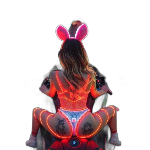 robot, mask, dress, jacket, cyberpunk, concept art, 3d render, neon lights transparent PNG cut-out