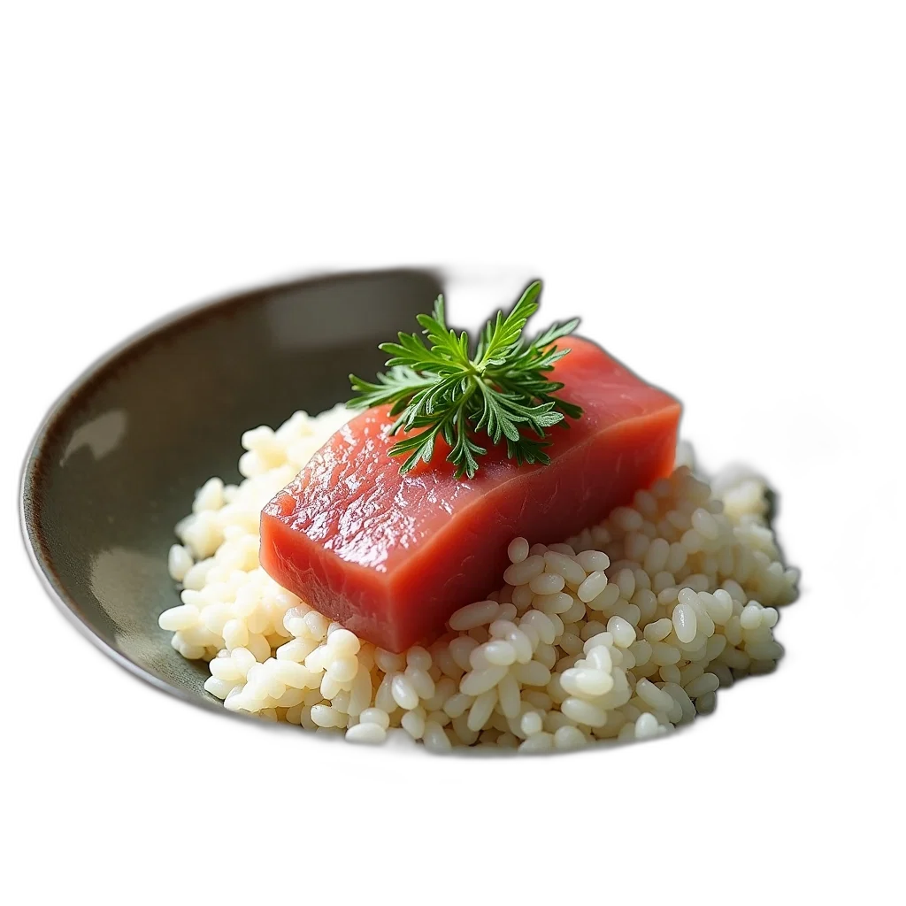 food, weapon, photorealistic, 3d render, red, dish, piece, tuna transparent PNG cut-out