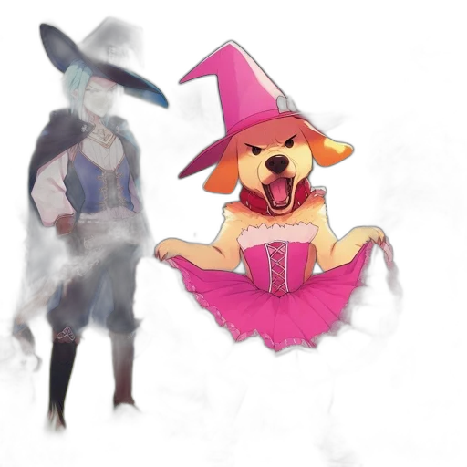 hat, staff, mask, creature, concept art, watercolor, fantasy art, pixel art transparent PNG cut-out