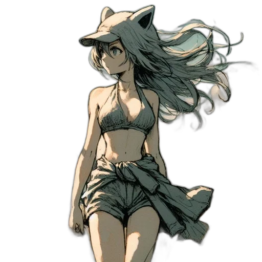 hat, dress, mask, creature, concept art, anime, watercolor, pixel art transparent PNG cut-out