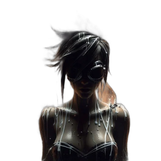 mask, face, dress, robot, cyberpunk, concept art, fantasy art, comic book art transparent PNG cut-out