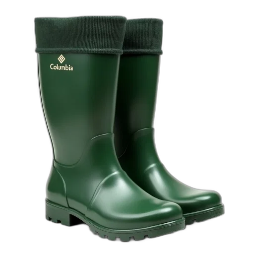 green, pair, rubber, boots, glossy, finish, ribbed, cuff transparent PNG cut-out