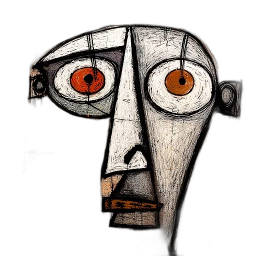 mask, face, robot, staff, concept art, cartoon, comic book art, watercolor transparent PNG cut-out