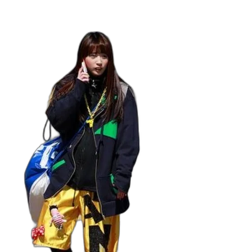 jacket, staff, umbrella, photorealistic, outer space, person, wearing, colorful transparent PNG cut-out
