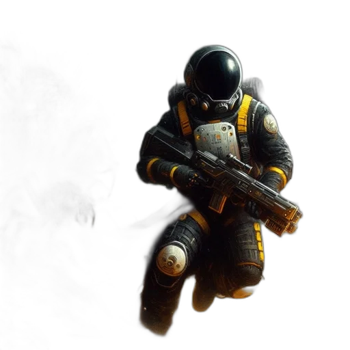 weapon, robot, concept art, 3d render, pixel art, fantasy art, outer space, golden transparent PNG cut-out
