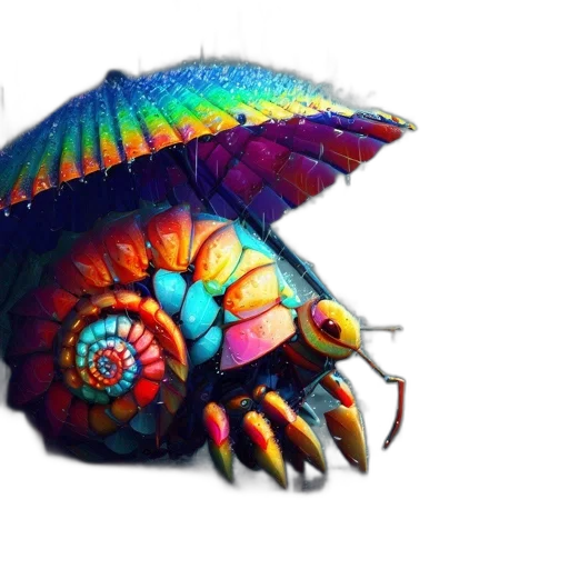 umbrella, dragon, creature, animal, 3d render, concept art, watercolor, fantasy art transparent PNG cut-out